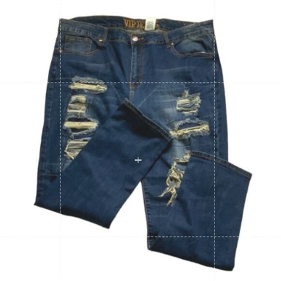 VIP Jeans Teen Girls 23x24 Distressed Straight Stretch Mid Wash Streetwear Denim - Picture 3 of 10